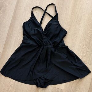 Black Flattering Swimdress with Skirted Bottom one piece